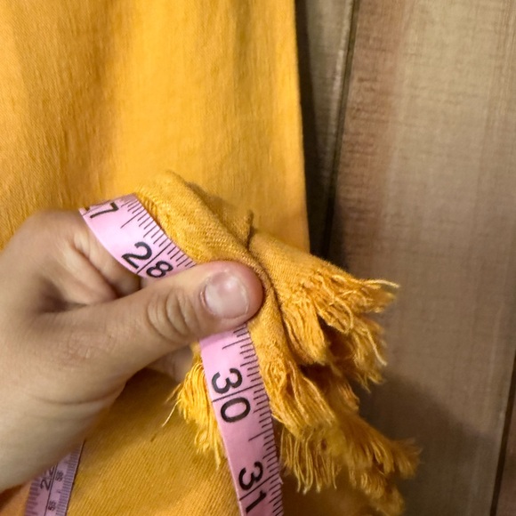 Anthropologie Pilcro Yellow Pants Wide Leg Raw Hem - Picture 8 of 12